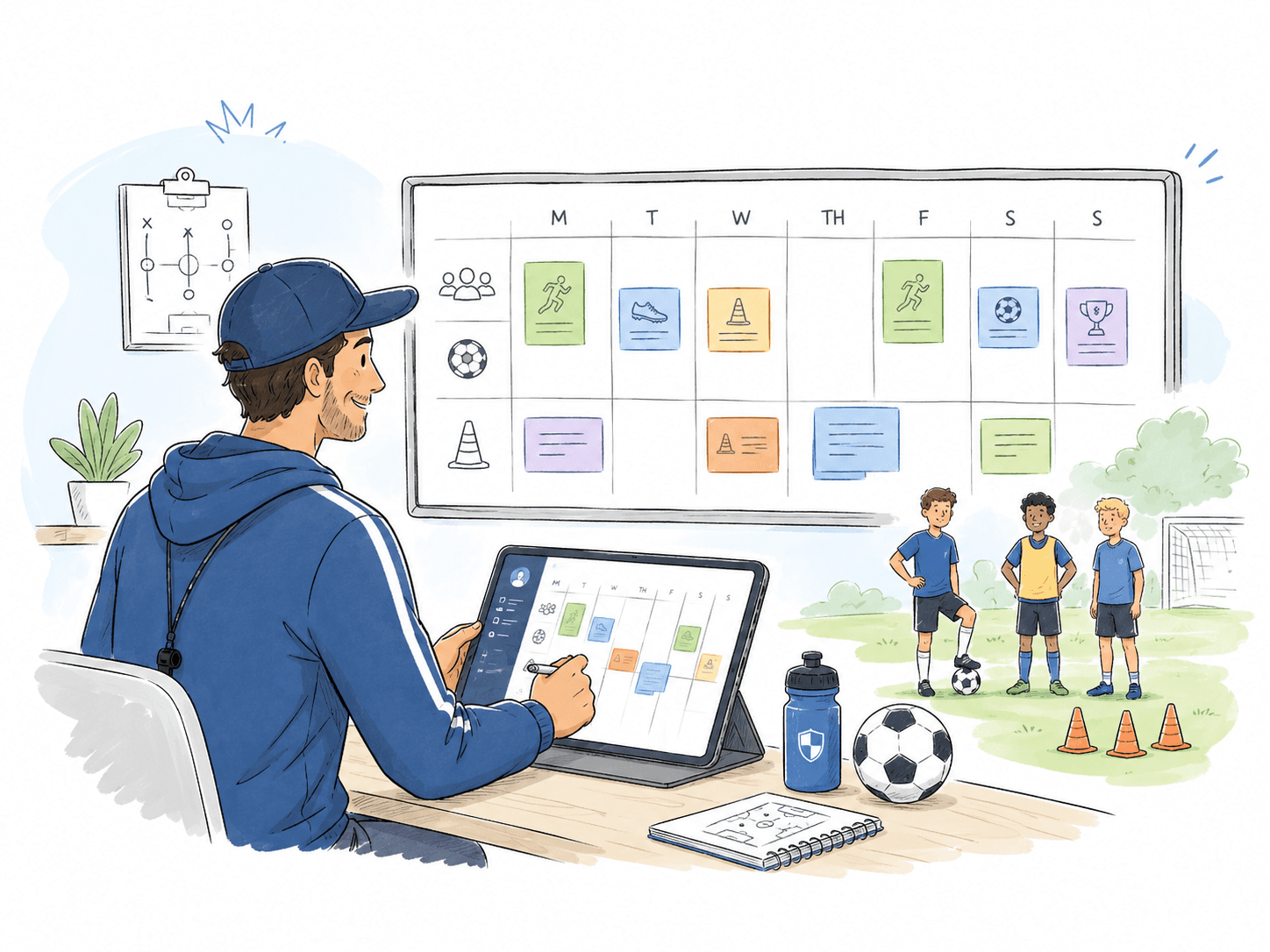 Coach planning a weekly training schedule in the app.