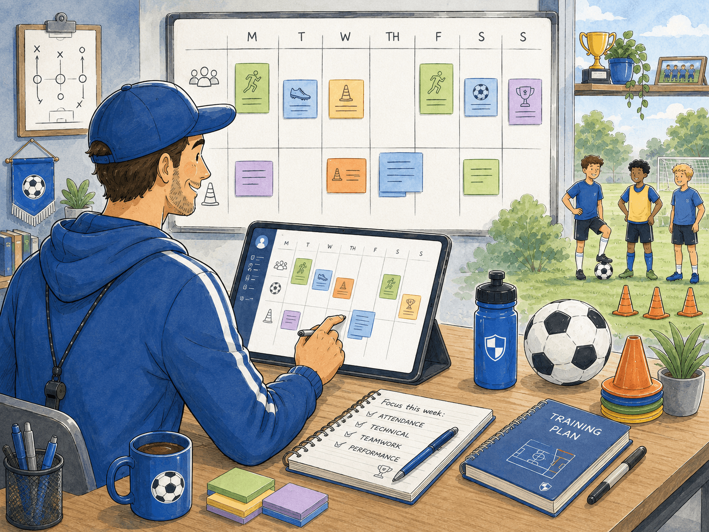 Coach planning a weekly training schedule in the app.